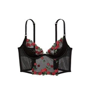 Victoria’s Secret Very Sexy Cherry Embroidery Quarter-Cup Corset Top 32DD